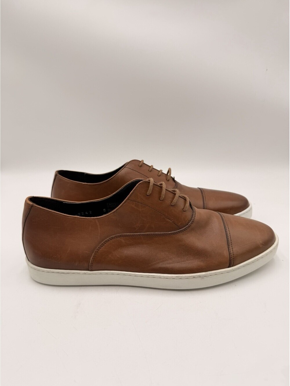 Men’s To Boot New York Brown Leather Cap Toe Low Top Sneakes Size 8
